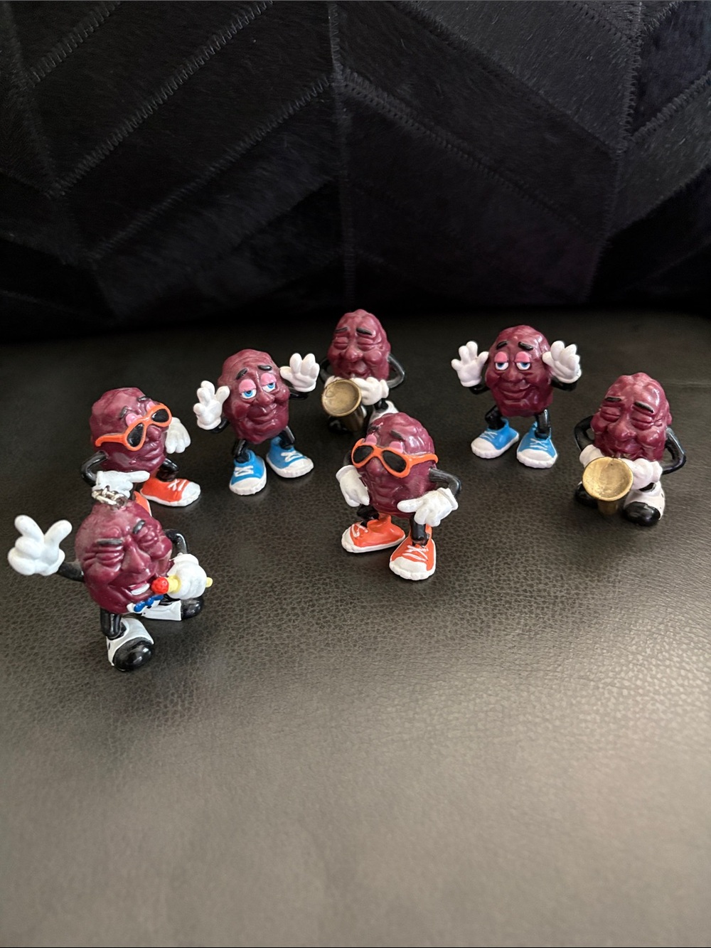 Vintage California Raisins Figurine Set - Purple Raisins with Colorful Shoes